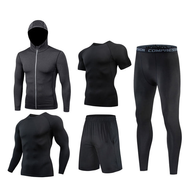 Sports Suit Men's Long-sleeved Trousers Gym Suit Running Training Sports Fitness Tight
