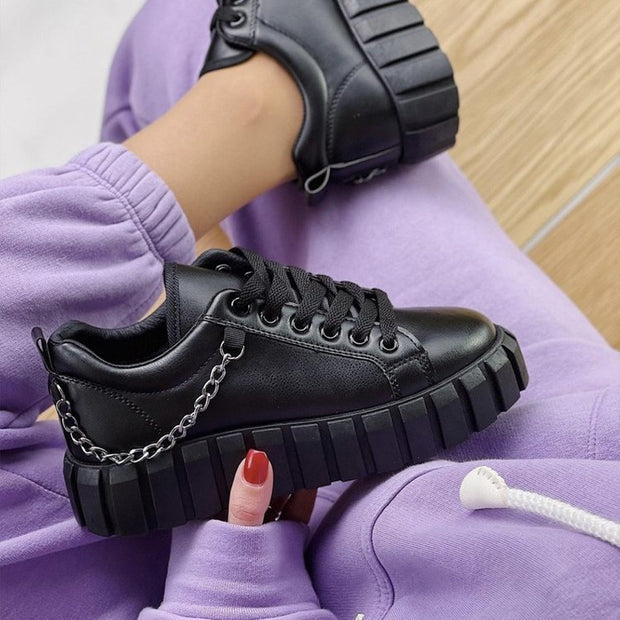 Lace Front Platform Sole Women's Athleisure Shoes