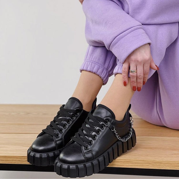 Lace Front Platform Sole Women's Athleisure Shoes